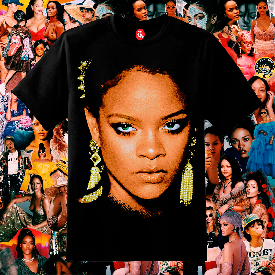 RIHANNA FACE BLACK TEE