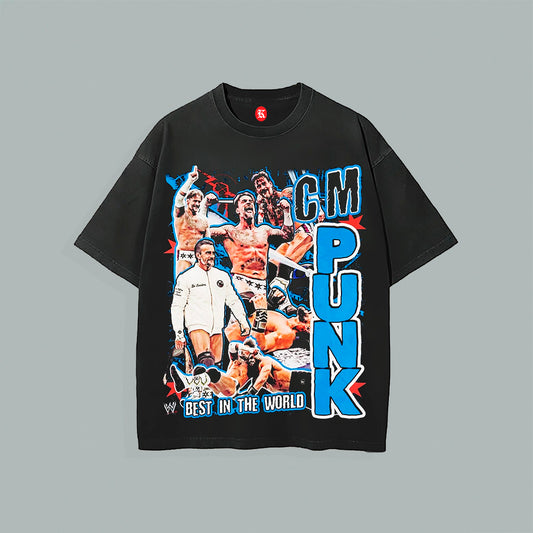 CM PUNK V2 BLACK TEE